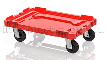 Тележка пластиковая сплошная без тормозов усиленная красная в Петропавловск-Камчатском