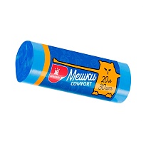 Мешки для мусора 20 л, синие, в рулоне 30 шт., ПНД, 8 мкм, 500х400 мм, Comfort, М0017 (МН 20-30с) в Петропавловск-Камчатском