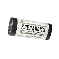 Мешки для мусора 30 л, черные, в рулоне 20 шт., ПНД, 7 мкм, 560х440 мм, Крепаномъ, 4607075710580 в Петропавловск-Камчатском