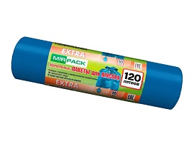 Мешки для мусора 120 л, синие, в рулоне 10 шт., ПНД, 14 мкм, 1100х700 мм, EXTRA, ex1201802 в Петропавловск-Камчатском
