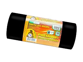 Мешки для мусора 300 л, черные, в рулоне 10 шт., ПВД 70 мкм, 1400х1000 мм, PREMIUM+, 30010160 в Петропавловск-Камчатском