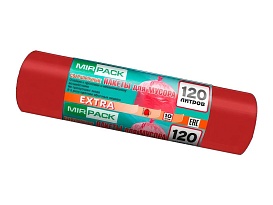 Мешки для мусора 120 л, красные, в рулоне 10 шт., ПНД, 14 мкм, 1100х700 мм, EXTRA, ex1201805 в Петропавловск-Камчатском