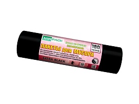 Мешки для мусора 180 л, ароматизированные, черные, в рулоне 10 шт., ПВД, 50 мкм, 1100х930 мм, EXTRA black, 18008301 в Петропавловск-Камчатском Мешки для мусора 180 л, ароматизированные, черные, в рулоне 10 шт., ПВД, 50 мкм, 1100х930 мм, EXTRA black, 18008301 в Петропавловск-Камчатском