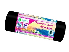 Мешки для мусора 30 л, черные, в рулоне 20 шт., ПНД, 7 мкм, 600х500 мм, MIRPACK Classik, 302040 в Петропавловск-Камчатском