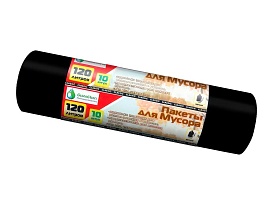 Мешки для мусора 120 л, черные, в рулоне 10 шт., ПНД, 12 мкм, 1100х700 мм, MIRPACK Classik, 1201011 в Петропавловск-Камчатском