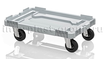 Тележка пластиковая сплошная без тормозов усиленная серая в Петропавловск-Камчатском