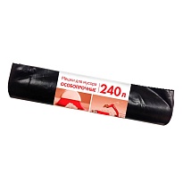 Мешки для мусора 240 л, черные, в рулоне 10 шт., ПВД 100 мкм, 1350х900 мм, Концепция Быта, 603887 в Петропавловск-Камчатском