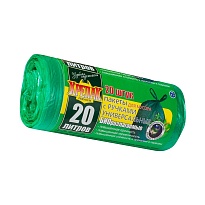 Мешки для мусора 20 л, биоразлагаемые, с ручками, черные, в рулоне 30 шт., ПНД, 10 мкм, 550х440 мм, Крепак, 4607075710047 в Петропавловск-Камчатском