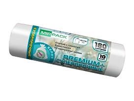 Мешки для мусора 180 л, ароматизированные, белые, в рулоне 10 шт., ПВД, 35 мкм, 1100х930 мм, PREMIUM+, 180105302 в Петропавловск-Камчатском