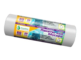 Мешки для мусора 60 л, белые, в рулоне 20 шт., ПНД, 7 мкм, 700х600 мм, MIRPACK Classik, 602052 в Петропавловск-Камчатском
