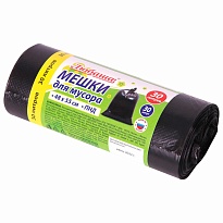 Мешки для мусора 30 л, черные, в рулоне 30 шт., ПНД, 7 мкм, 550х480 мм, Любаша, 608089 в Петропавловск-Камчатском