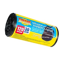 Мешки для мусора 120 л, черные, в рулоне 30 шт., ПНД, 15 мкм, 1100х700 мм, Крепак, 4607075710122 в Петропавловск-Камчатском