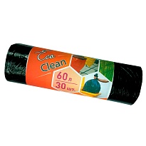 Мешки для мусора 60 л, черные, в рулоне 30 шт., ПНД, 6 мкм, 640х580 мм, Концепция Быта EcoClean, 603890 в Петропавловск-Камчатском