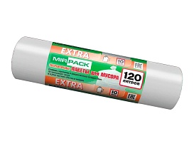 Мешки для мусора 120 л, белые, в рулоне 10 шт., ПНД, 14 мкм, 1100х700 мм, EXTRA, ex1201803 в Петропавловск-Камчатском