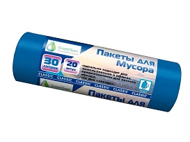 Мешки для мусора 30 л, синие, в рулоне 20 шт., ПНД, 7 мкм, 600х500 мм, MIRPACK Classik, 302041 в Петропавловск-Камчатском