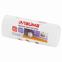 Мешки для мусора 60 л, белые, в рулоне 20 шт., ПНД, 7 мкм, 680х580 мм, LAIMA, 605539 в Петропавловск-Камчатском