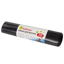 Мешки для мусора 240 л, черные, в рулоне 5 шт., ПВД 30 мкм, 1300х900 мм, Любаша, 605338 в Петропавловск-Камчатском