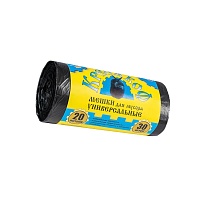 Мешки для мусора 20 л, с ушками, черные, в рулоне 30 шт., ПНД, 10 мкм, 550х440 мм, Крепакоф, 4607075710221 в Петропавловск-Камчатском